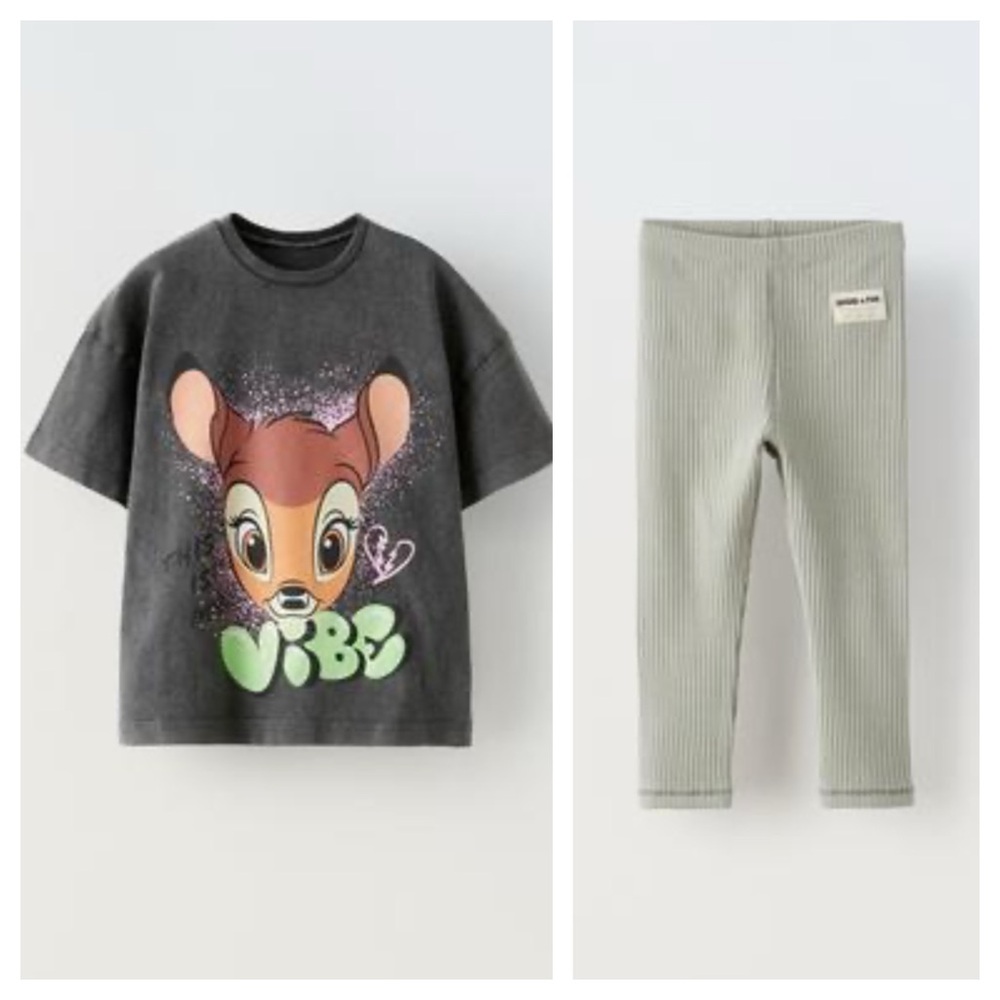 Zara Bambi Shirt & Ribbed Leggings
